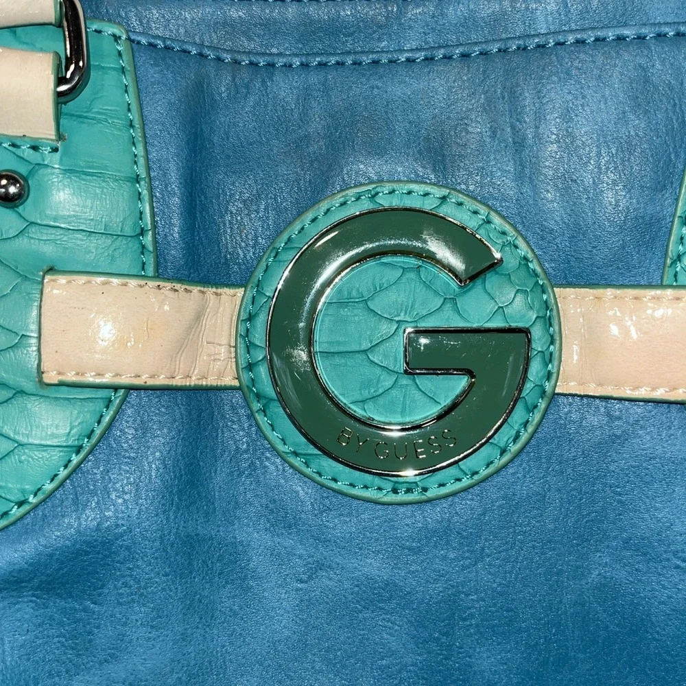 Vintage G By GUESS Blue & Teal Snakeskin G Logo Bag Purse‎ Handbag Y2K